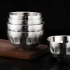 Wholesale Double Walled Insulated  Round Shape Stainless Steel Korean Rice Bowls For Baby Adult