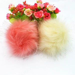 Wholesale large animal rabbit fox fur pom pom ball for beanie hats Handbag Charm Accessories