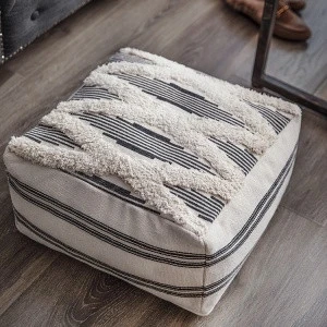 Wholesale Modern style pouf footstool cotton woven large black tufting Moroccan pouf cover