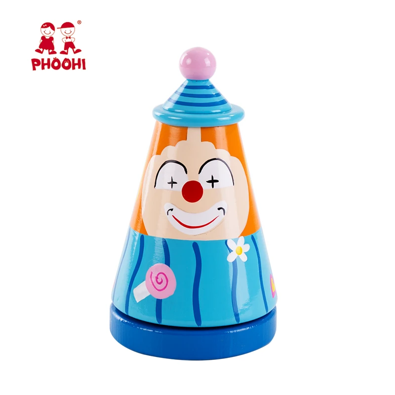 Wholesale Musical Instrument Play Blue Clown Baby Wooden Music Box For Kids 3+