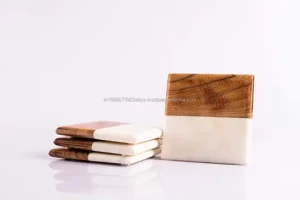 Wholesale Natural Marble Coasters Marble and Acacia Wood Coasters with Custom Size Available at Affordable Price