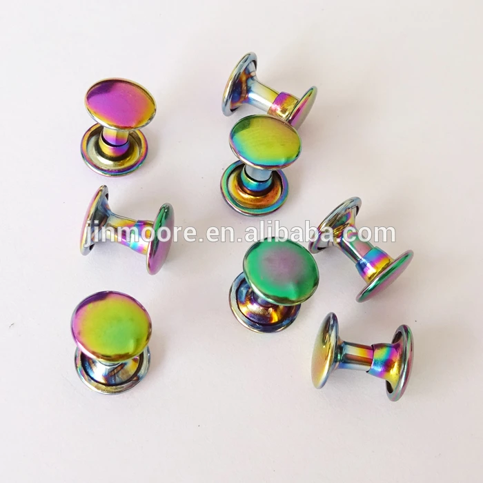 Wholesale Rainbow Brass Double Cap Rivets Cap 8mm And Post 8mm