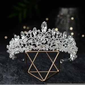 Wholesale Rhinestone Crown Silver Handmade Princess Queen Crown Bride Headband Tiara Hair Accessories Jewelry