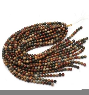 Wholesale Size 4mm to 12mm 15.5 Long Natural Stone Beads Smooth Picasso Jasper Round Beads In strands