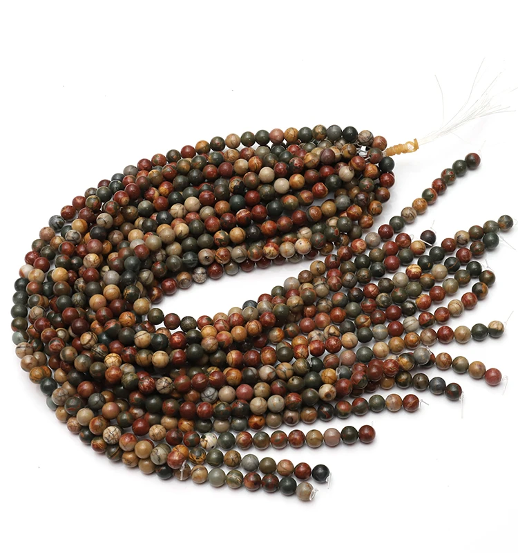Wholesale Size 4mm to 12mm 15.5 Long Natural Stone Beads Smooth Picasso Jasper Round Beads In strands