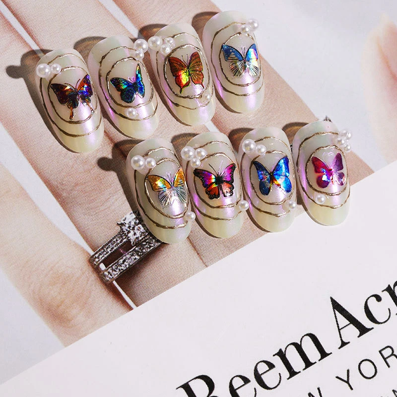 Wholesale Supplies adhesive 3D butterfly Nail Decal holographic nail sticker