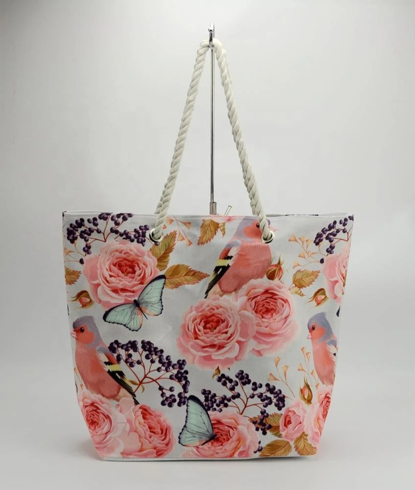 Wholesale Women Tote Bag straw promotional flower beach bag