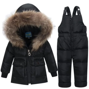 winter clothing set baby girls boys down jacket outerwear -30 degree new design waterproof alpine  ski suit overall jumpsuit