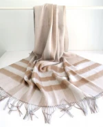 Winter New Keep Warm Jacquard Stripe Plaid Twill Wool and Cashmere Blended Scarf