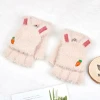 Winter thickening warm gloves, fashion cartoon rabbit head carrot gloves, imitation mink wool knitted gloves