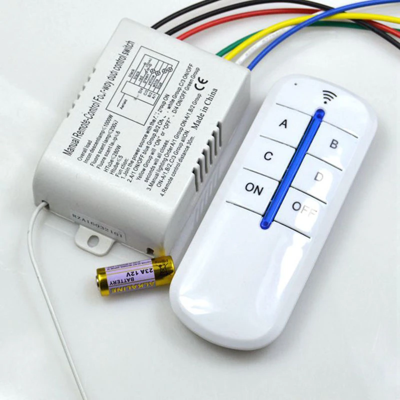 Wireless 4 Channels  220V Remote Control Switch Digital Remote Control Switch for Lamp &amp; Light