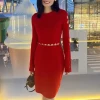 Womens Casual 2-Piece Midi Knit Skirt Set Fashion Sweater Crop Top and Sweater skirt Wholesale for Ladies