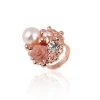Womens Fashion Rose Gold Plated Jewelry Set with Flower Cluster Earrings and Finger Ring For Wholesale