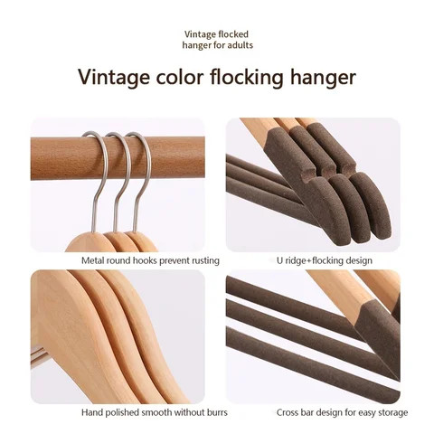 Flocking Rack Buy Wooden Clothes Hangers Manufacturer Clothing Store Anti-slip Solid ...