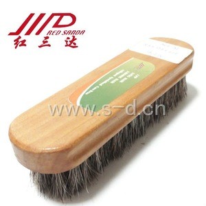 wooden shoe brush with horse hair