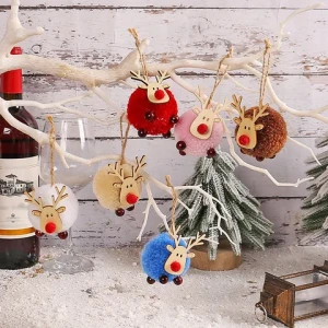 Wool Felt Nordic Ornaments Wood Christmas Tree Elk Sheep Felt Ornaments