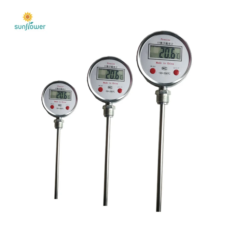 WST411 Industrial bimetal digital thermometer bottom connection temperature gauge with led display