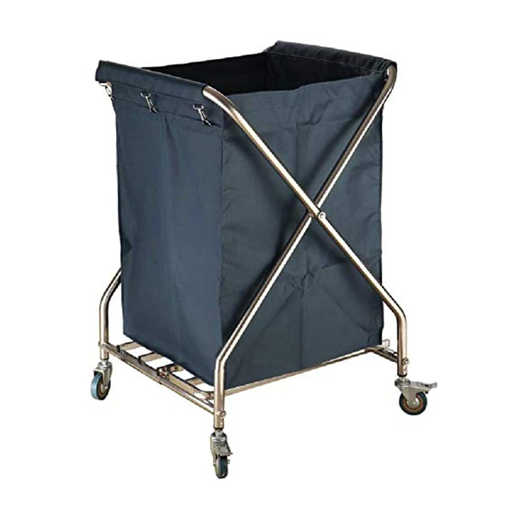 X Folding hotel room commercial cleaning service laundry linen trolley carts