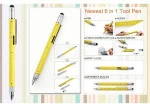 xmas promo gift 6 in 1 metal copper Tech Tool touch Pen with Scale, Levelgauge, Ballpoint Pen, Sty