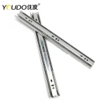 YOUDO Factory 35mm Full Extension 3 Fold Furniture Hardware Buffering Soft Close Ball Bearing Telescopic Channel Drawer Slide