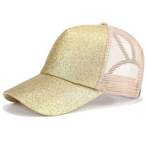 YOUME 2018 Glitter Ponytail Baseball Cap Women Messy Bun Snapback Summer Mesh Hats Casual Adjustable Sport Caps
