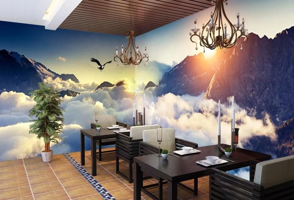 ZHIHAI Cloudy Mountain Peak Theme Space Whole House Background Wall  nature wallpaper