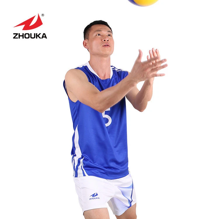ZHOUKA Support Buy 1 Set Profession Wholesale Men Sports Team Wear Volleyball Jersey Colors