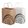 Wholesale Custom Logo Printing Food Take Away Brown kraft Paper Bag With Handle