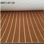 Hot sell NEKEKE light Brown and White Lines mat form China synthetic teak deck flooring