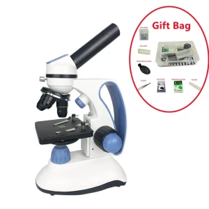 Monocular Biological Microscope 40X-2000X with LED Illumination Adjustable Top/Bottom Lights