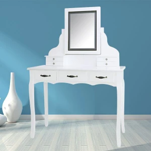6 Drawer Dresser Luxury Mirror Makeup Wooden Dress Table With Led Light
