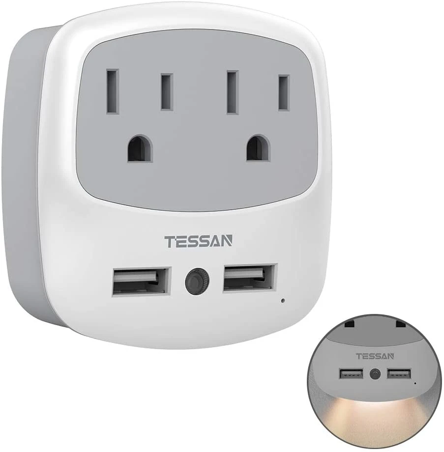 Buy Tessan Tswm02 Double Power Outlet Expander With Dual Usb Wall
