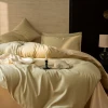 Solid Color Beige Tencel Bedding Set Simple Luxury Smooth Bed Sheet Set