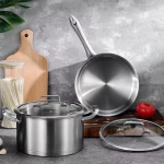 Lesmoo stainless pots and pans set cooking pans steel pots