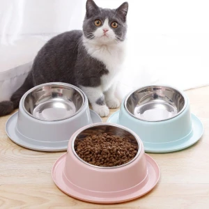 stainless steel bowl for cats and dogs tilted pet bowl Oblique mouth 15°healthy diet non-slip cat food bowl