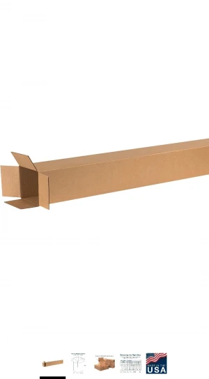6" x 6" x 62" Corrugated Cardboard Tall Boxes, Kraft, Pack of 15, for Shipping, Packing and Moving