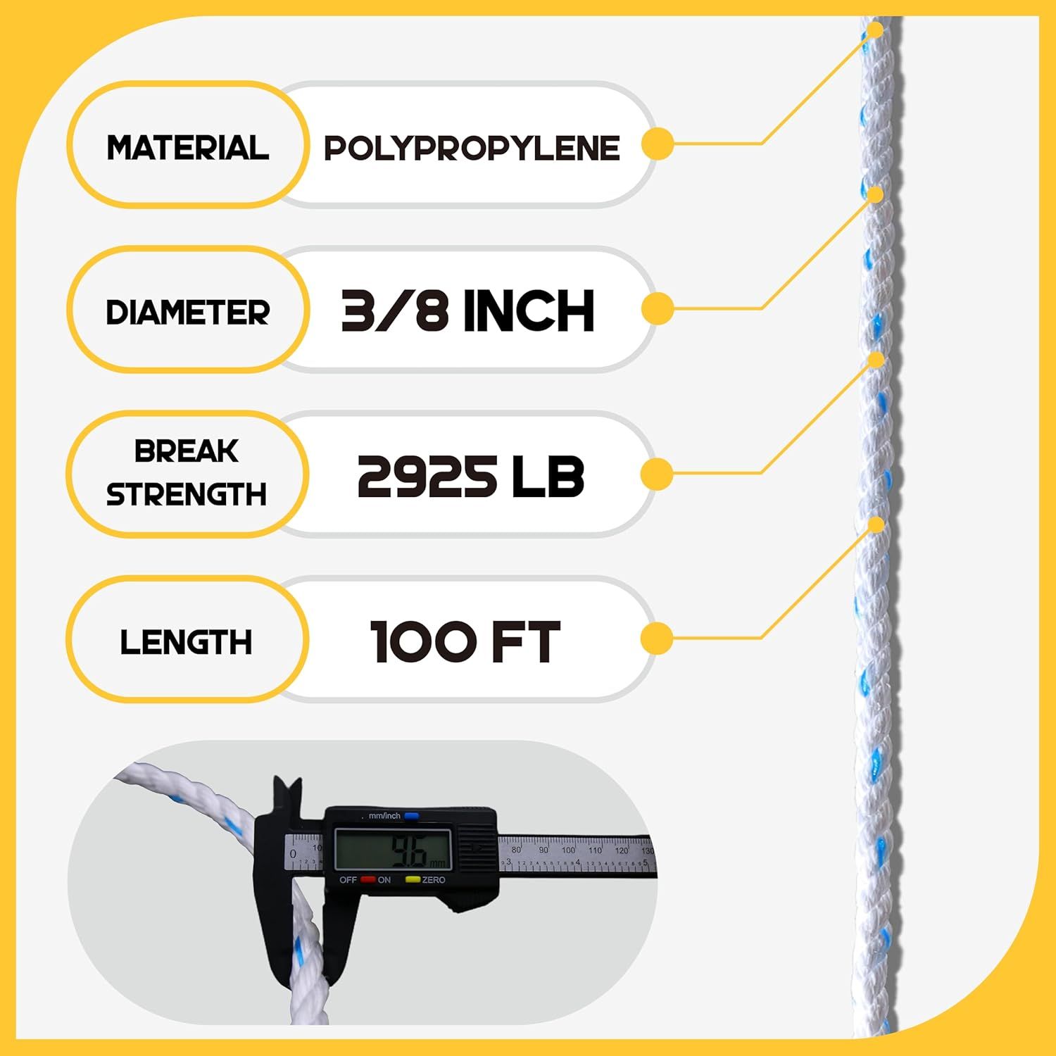Relating Rope Buy Polypropylene Rope 3/8inch 100ft: 3 Strand Twisted Boat Rope Heavy ...