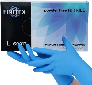 FINITEX Blue Disposable Nitrile Exam Gloves - 200 PCS/BOX 3.5mil Rubber Medical Cleaning Food Gloves
