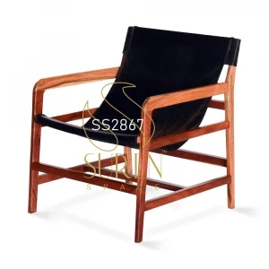 Wooden Acacia Leather Chair