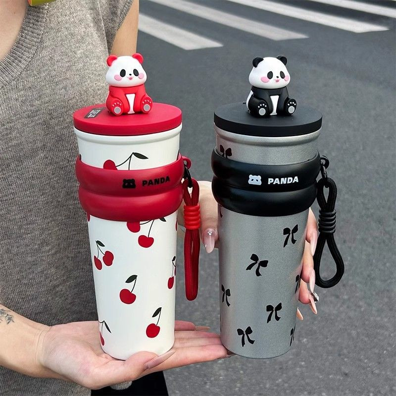 Buy Panda Themed 700ml Straw Tumbler With 316 Stainless Steel Interior ...