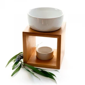Essential Oil Warmer Ceramic and Bamboo
