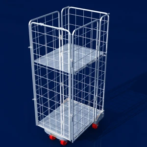Warehouse Custom Wire Mesh Metal Transport Roll Container Trolley