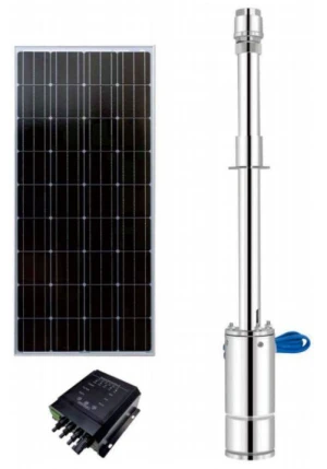 YAMI Solar Pump 750W DC 90V Solar Water Pumps, Max head 656ft, 23L/min Flow，4 inch Solar deep well StainLess Steel Roto
