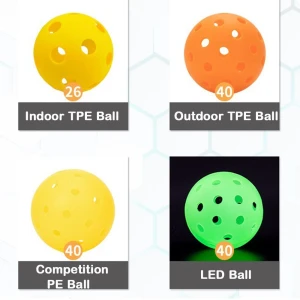 Indoor and outdoor pickleball 26/40 holes, competition PE one-piece molding pickleballs