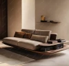 Italian Modern Leather Sofa Set European Style Wooden Frame for Office Apartment