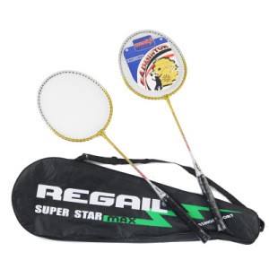 1 pair ferroalloy badminton racket set with bag