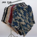 10 Colors Lady Fur Poncho Real Rabbit Fur Shawl Women New Fashion Cape S1071