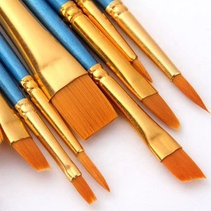 10 pcs/set Nylon Hair Wood Handle Oil, Acrylic,Watercolor Paint Brush Set