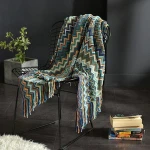 100% Acrylic Thick Retro Woven Throws Cheap Patterned Chic Cable Knit Throw Bohemian Throw Blanket