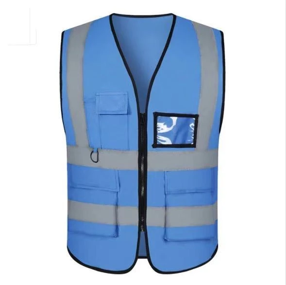 100% polyester Reflective Vest Jacket Strip Mesh Fabric Construction Security 2 pockets Safety Vest Reflective Clothing